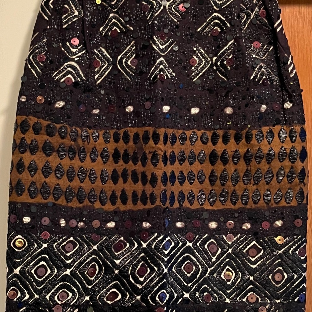 Oscar De La Renta Embellished Black and Brown Skirt Sz 10